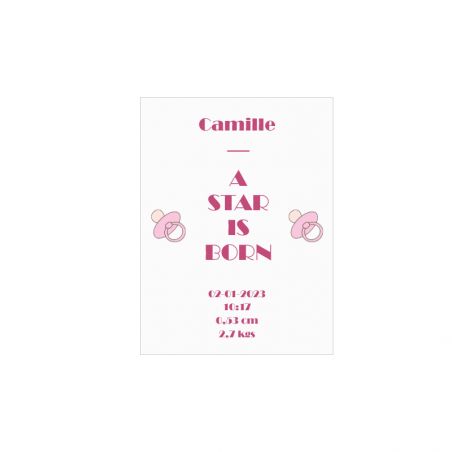 Personalized decorative plaque · A star is born · Pink · 15 x 20 cm