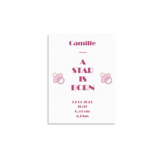 Personalized decorative plaque · A star is born · Pink · 15 x 20 cm