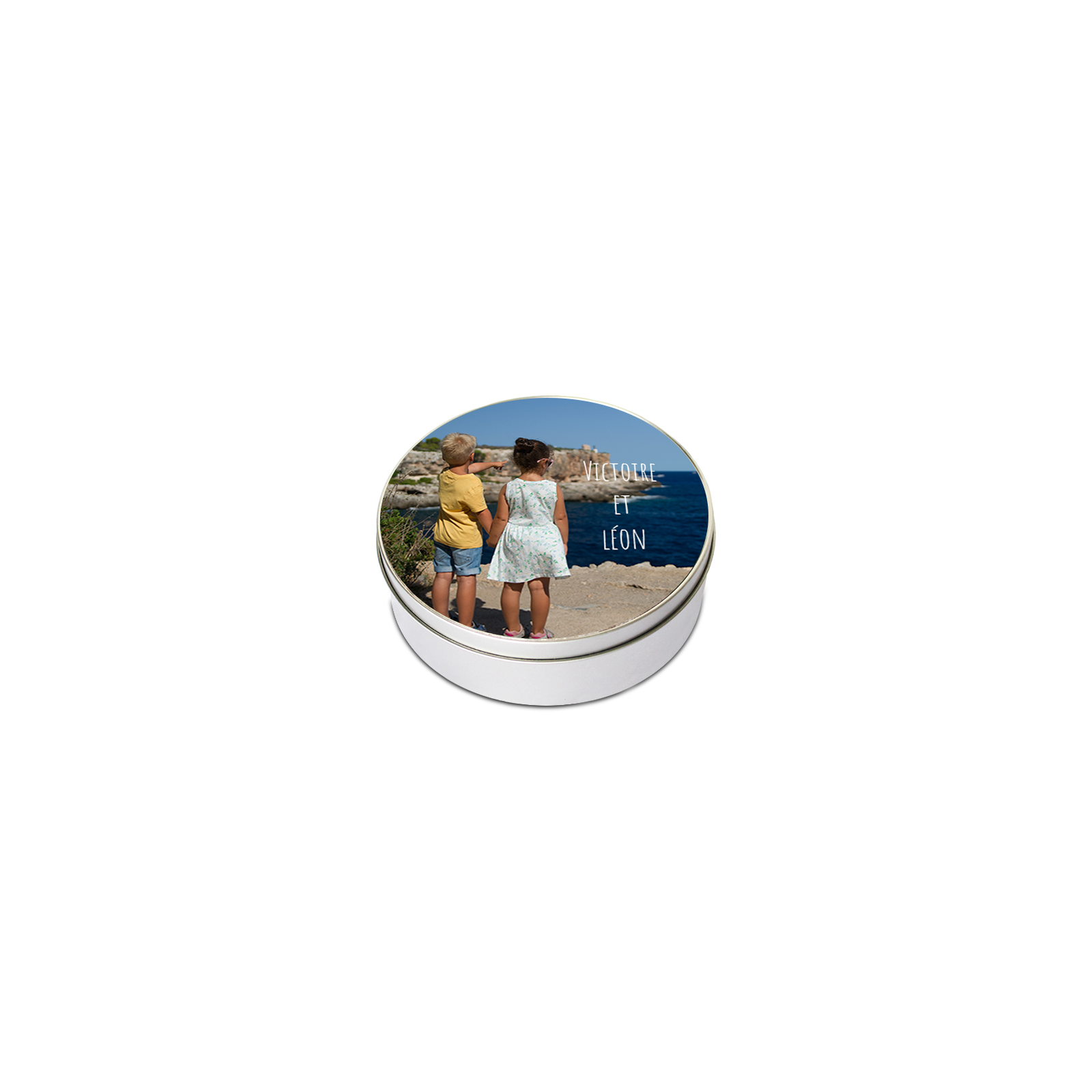 Personalized round metal box