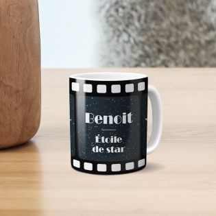 Mug en céramique blanc personnalisable avec Texte · Étoiles de star Walk of fame 