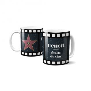 Mug en céramique blanc personnalisable avec Texte · Étoiles de star Walk of fame 