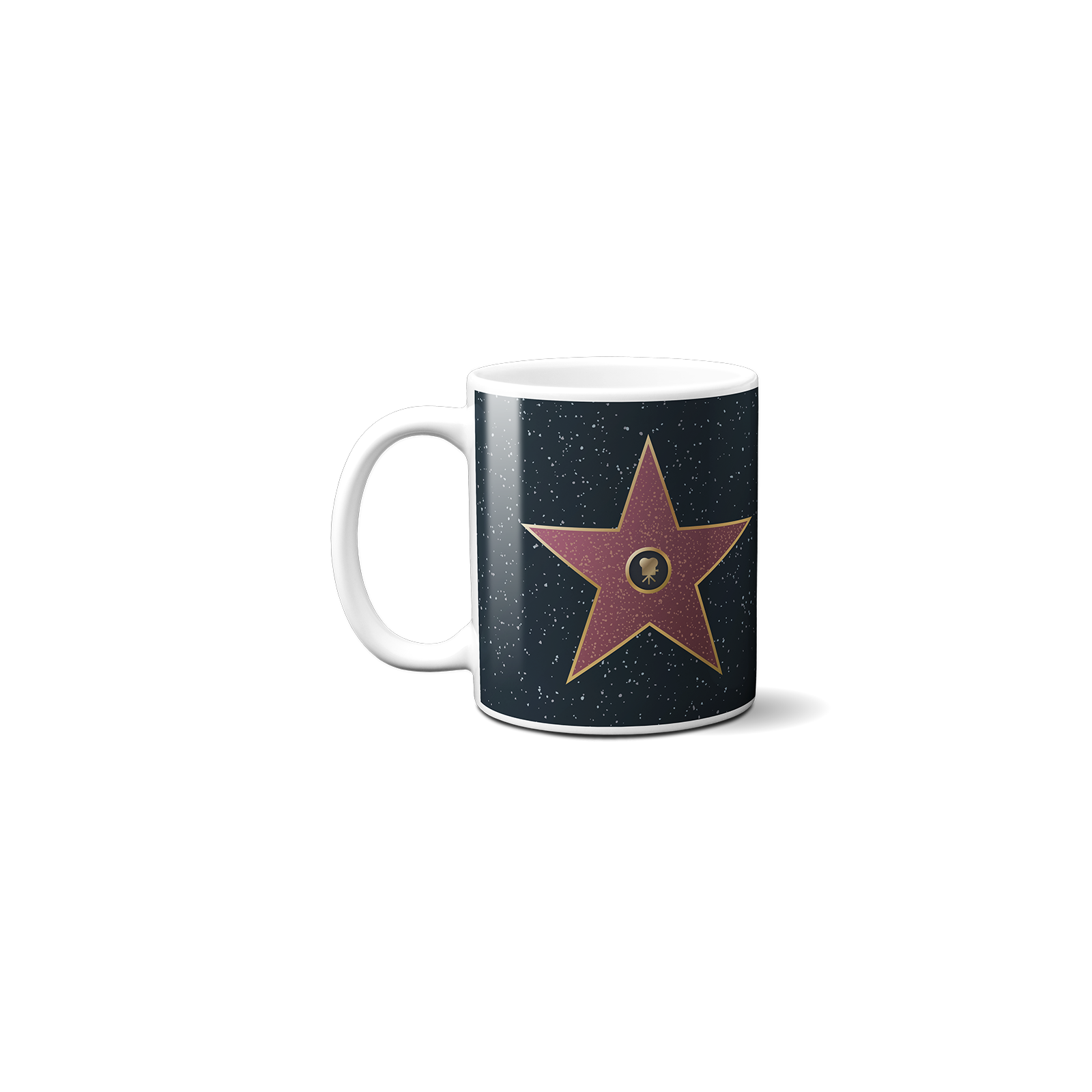 Personalized white ceramic mug · stars Walk of fame Black