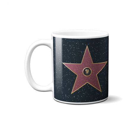 Personalized white ceramic mug · stars Walk of fame Black