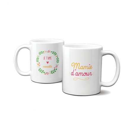 Mug classique en céramique personnalisable - Mamie d'amour