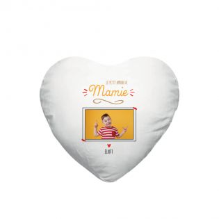 White heart cushion "Grandma's Little Love" customizable with Photo