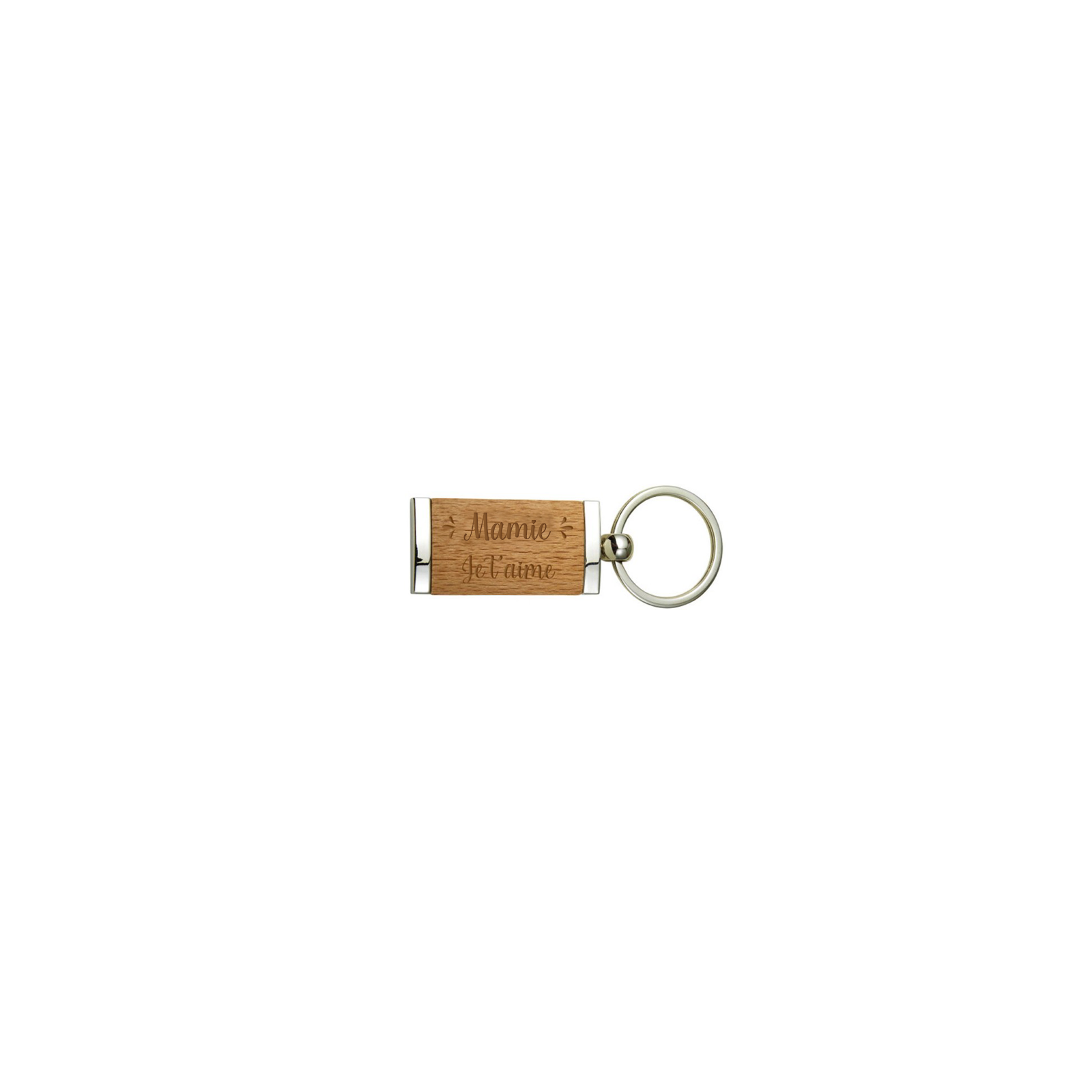 Wooden and metal first name keyring to engrave with its petals