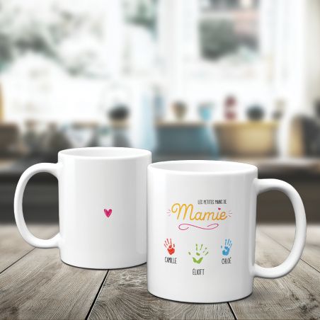 Mug classique personnalisable avec prénoms - Les petites mains de mamie