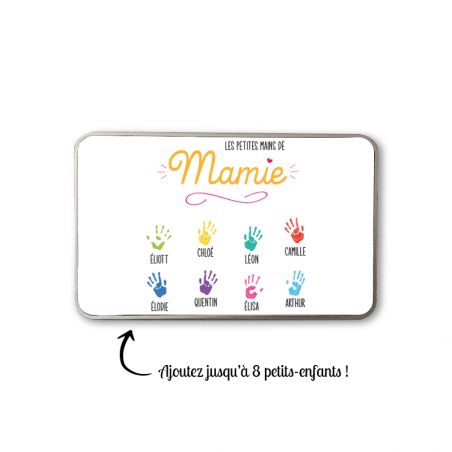 Boite de rangement en aluminium pour Mamie avec empreintes mains personnalisée