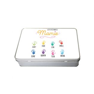 Aluminum storage box for Grandma with personalized handprints