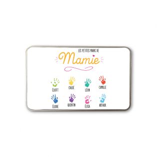 Boite de rangement en aluminium pour Mamie avec empreintes mains personnalisée