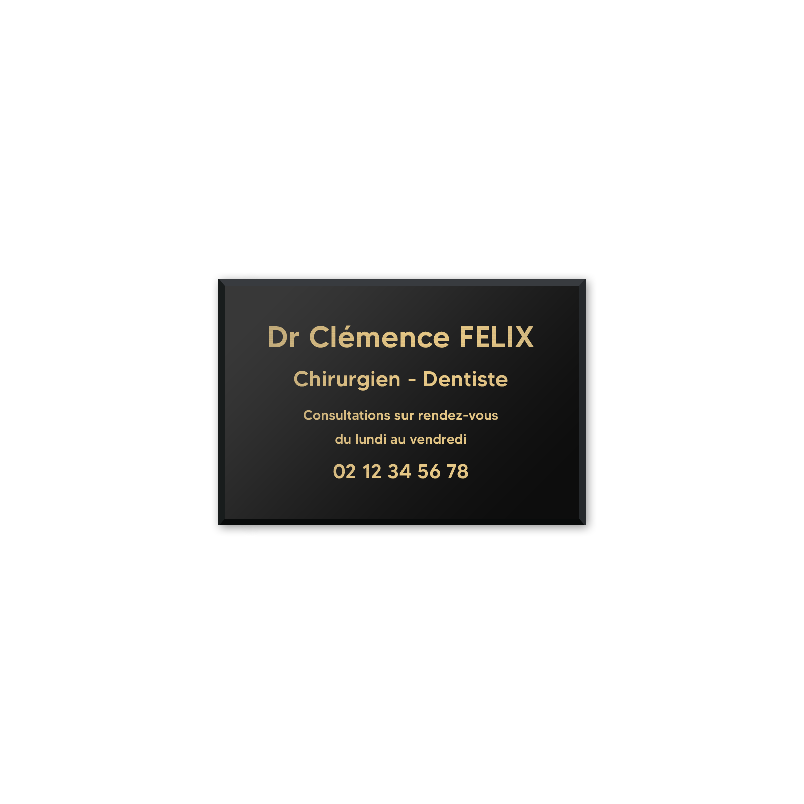 Plaque professionnelle personnalisée en plexi pour dentiste, chirurgien dentiste - Argent Lettres Noires - Format 30 x 20 cm