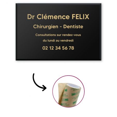 Plaque professionnelle personnalisée en plexi pour dentiste, chirurgien dentiste - Argent Lettres Noires - Format 30 x 20 cm