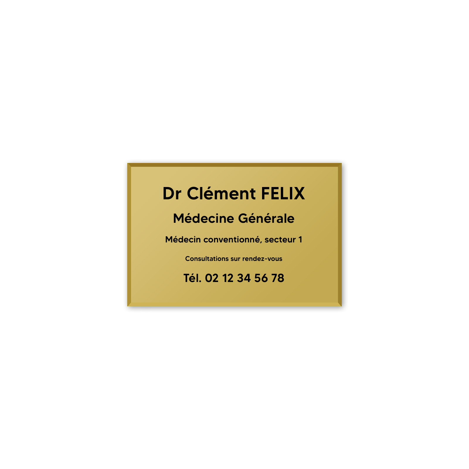 Plaque professionnelle personnalisée en plexi pour médecin - Argent Lettres Noires - Format 30 x 20 cm