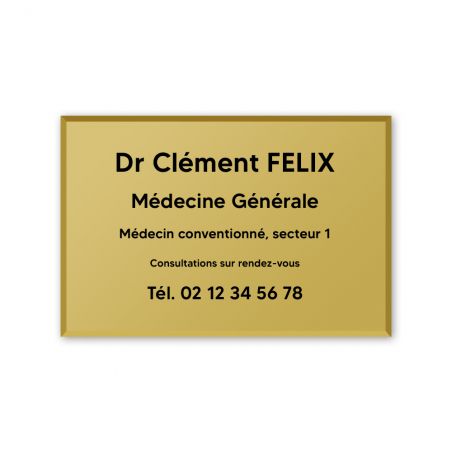 Plaque professionnelle personnalisée en plexi pour médecin - Argent Lettres Noires - Format 30 x 20 cm