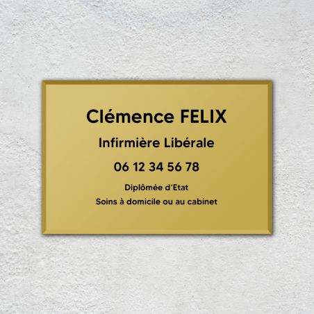 Plaque professionnelle personnalisée en plexi pour médecin - Argent Lettres Noires - Format 30 x 20 cm