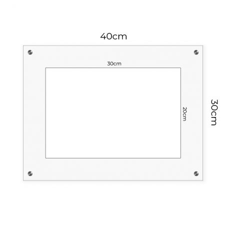 Support en plexi transparent pour plaque professionnelle 20 x 30 cm avec lot de 4 entretoises pour fixation