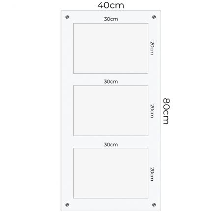 Support multi plaques professionnelles en plexi transparent avec entretoises · 3 emplacements