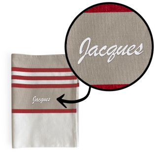 Personalized Kitchen Towel | Red Stripes