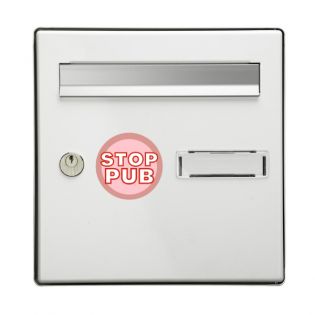 Classic green and white ad stop sticker for mailbox