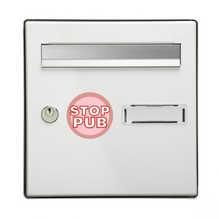 Classic green and white ad stop sticker for mailbox