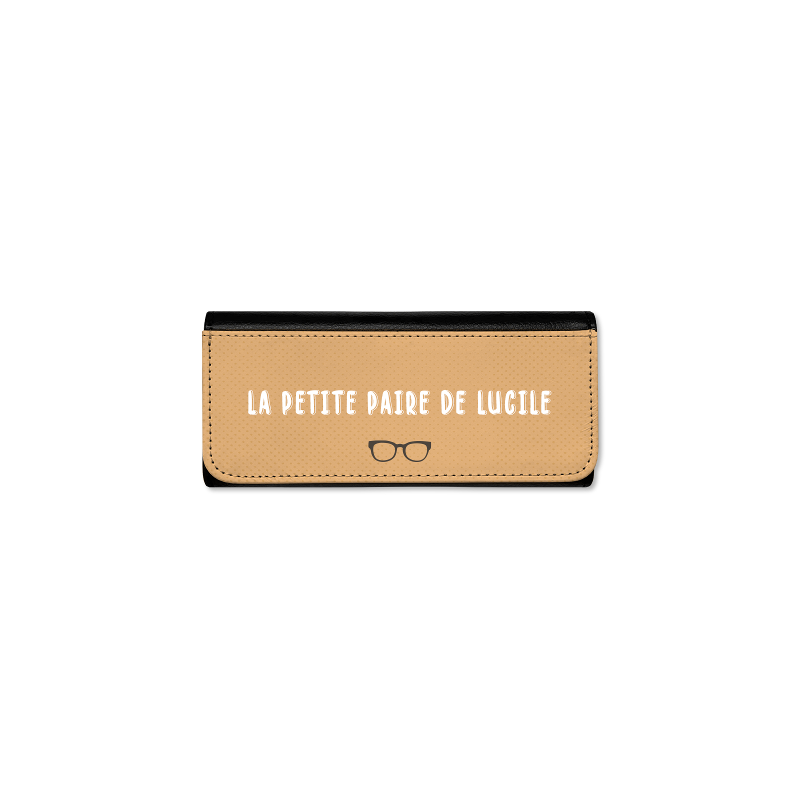 Customizable faux leather glasses case with Text and Photo