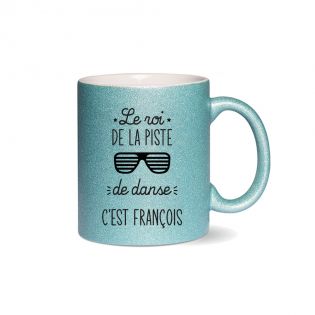 Personalized blue glitter mug · Queen of the dance floor