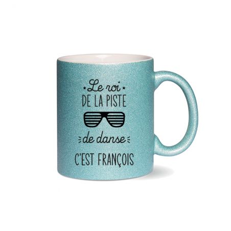 Personalized blue glitter mug · Queen of the dance floor