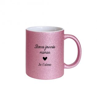 Pack Tasse + Bouteille isotherme pailletée rose personnalisée · Reine de la piste de danse