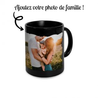 Black ceramic mug with photo frame to personalize