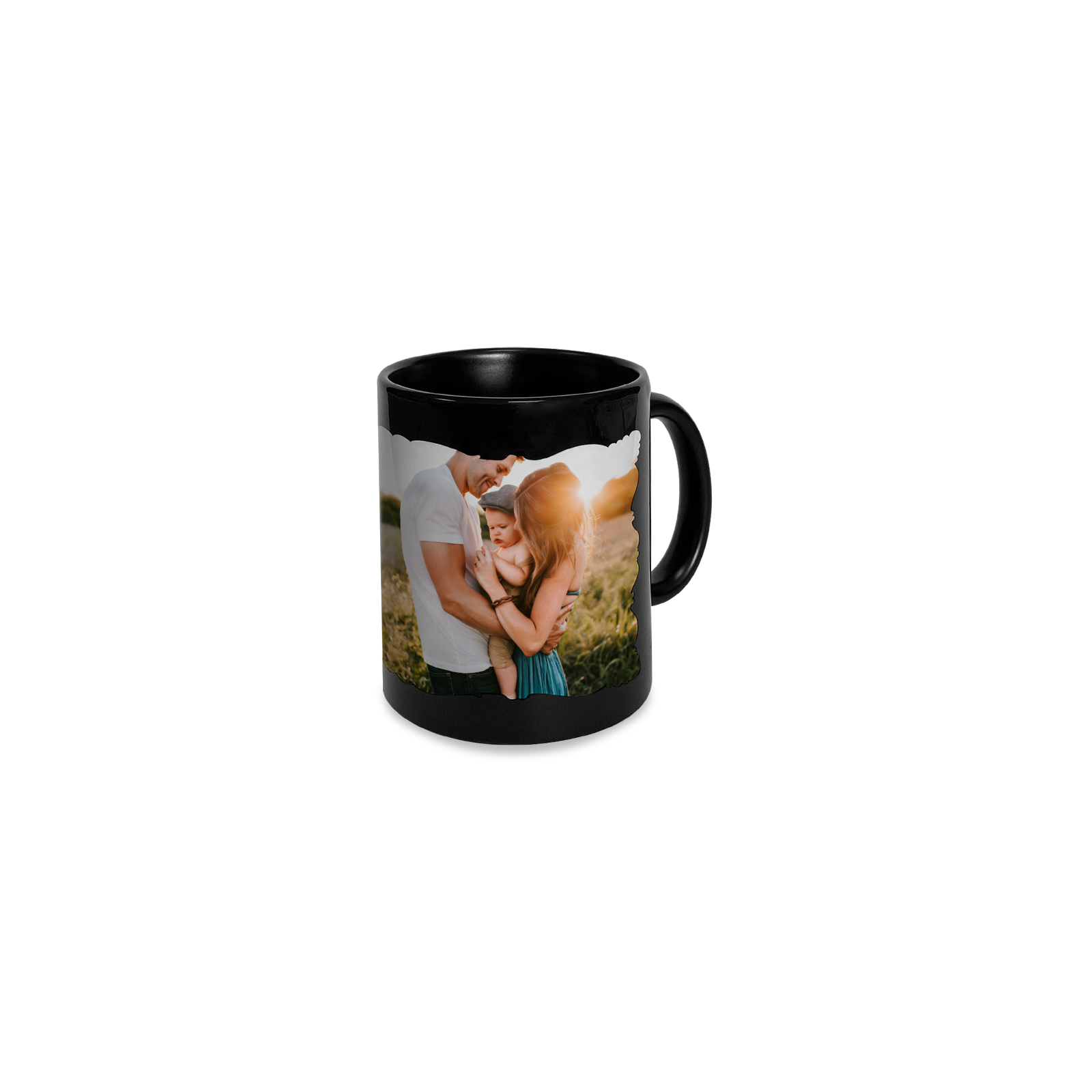 Black ceramic mug with photo frame to personalize