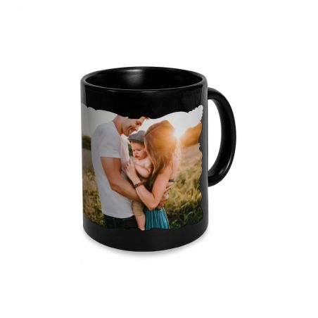 Black ceramic mug with photo frame to personalize