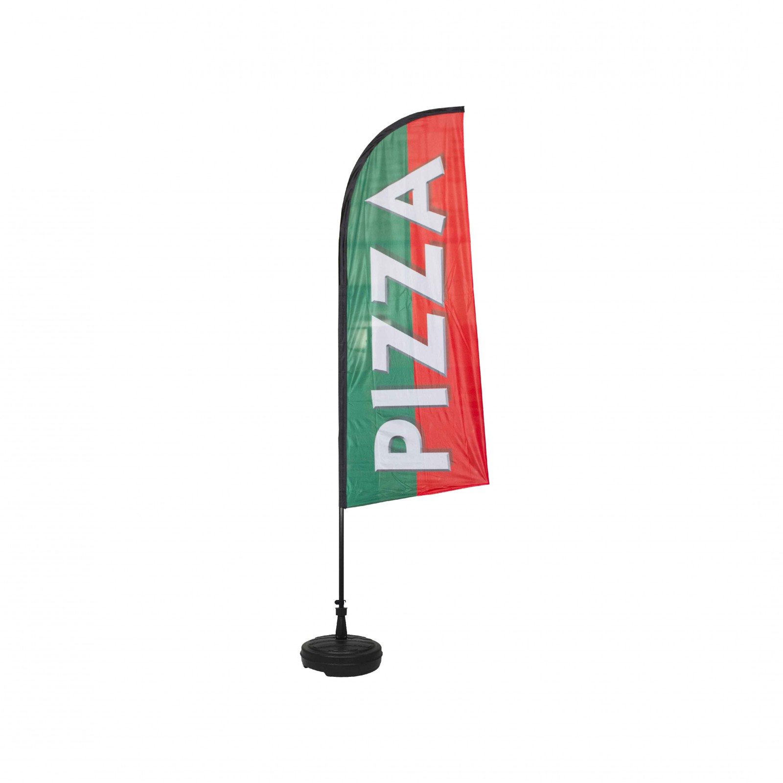 "PIZZA" flag 225 x 85 cm with 350 cm pole and 13 liter base