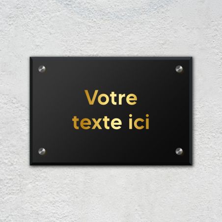 Plaque professionnelle en plexi personnalisable avec votre texte - fournie avec fixations - Format 30 x 20 cm - Signalétique ext