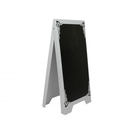 White and black plastic sidewalk easel METRO