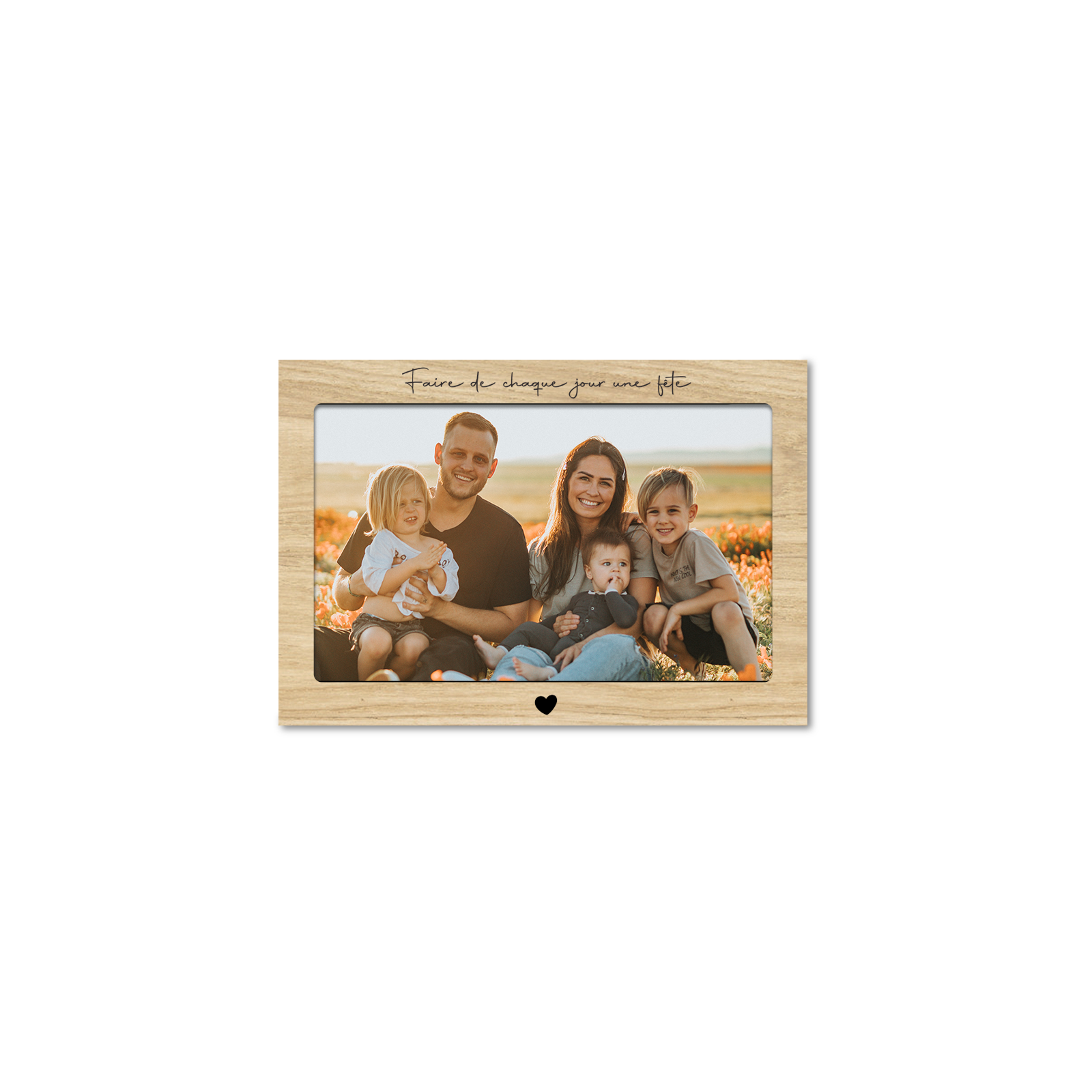 Cadre photo magnétique format paysage effet bois personnalisable · Compatible avec photo 10 x 15 cm 