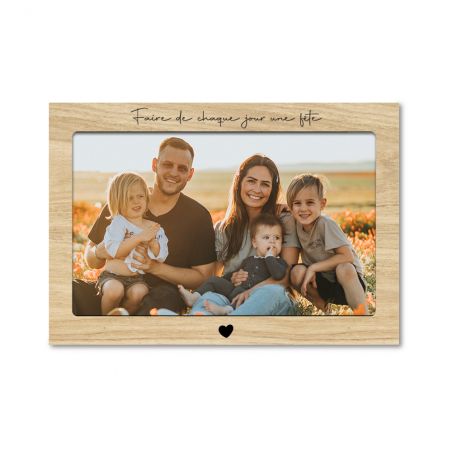 Cadre photo magnétique format paysage effet bois personnalisable · Compatible avec photo 10 x 15 cm 