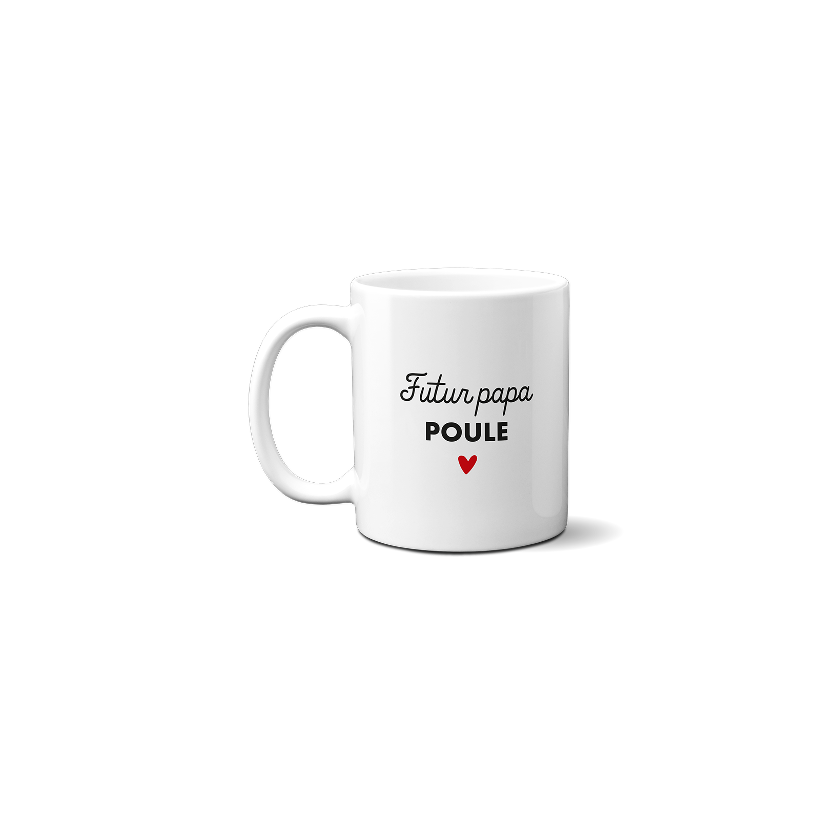 Personalized white ceramic mug with ultrasound photo · Future Papa Poule