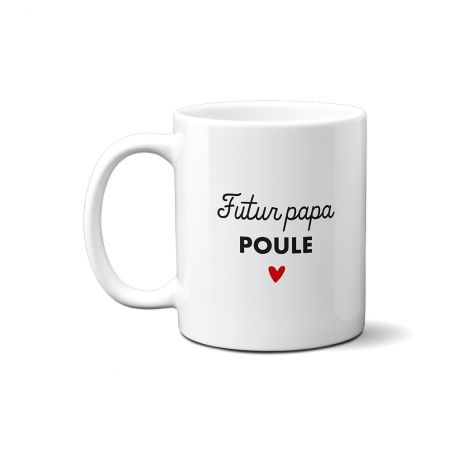 Mug en céramique blanc personnalisé avec Photo échographie · Futur Papa Poule