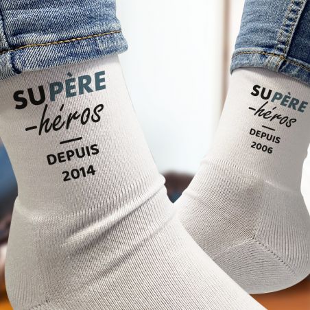 Pair of Personalized Socks Text · Superhero · Dad's Birthday Gift or Father's Day