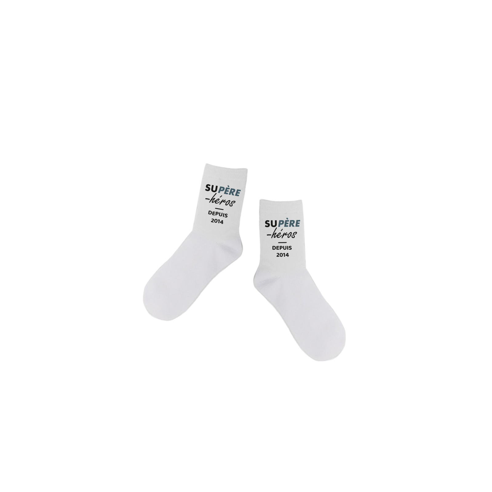 Paire de Chaussettes personnalisées Texte · Supère-Héros · Cadeau anniversaire papa ou fête des pères