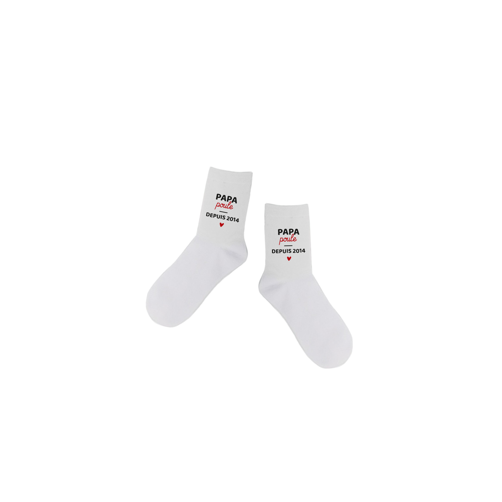 Paire de Chaussettes personnalisées Texte · Papa Poule avec date · Cadeau anniversaire papa ou fête des pères