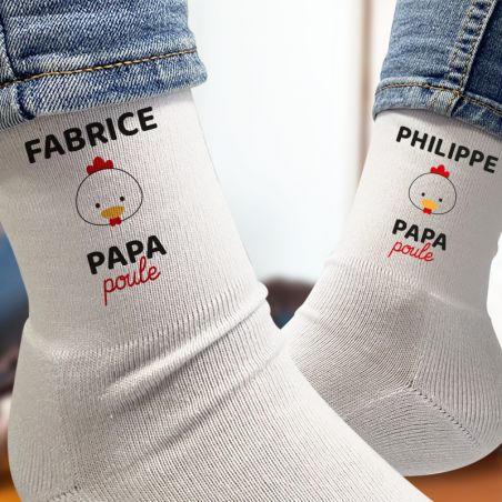 Pair of Personalized Socks Text · Papa Poule · Dad's Birthday Gift or Father's Day