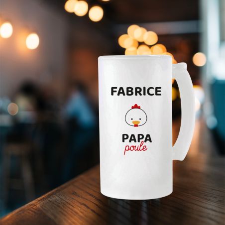 Customizable mug - Frosted beer glass · 500 mL · Papa Poule · Dad's birthday or Father's Day gift