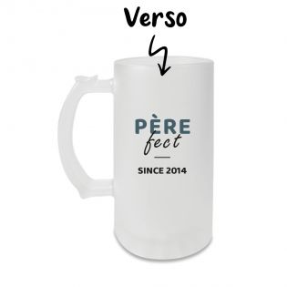 Chope personnalisable - Verre à bière givré · 500 mL · Père-fect · Cadeau anniversaire papa ou fête des pères