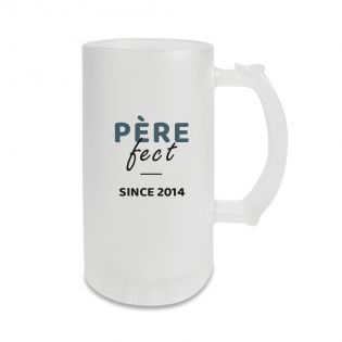 Chope personnalisable - Verre à bière givré · 500 mL · Père-fect · Cadeau anniversaire papa ou fête des pères