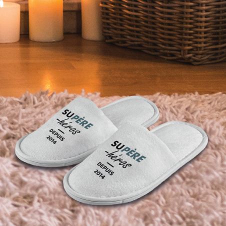 Paire de chaussons personnalisés · Supère-Héros · Cadeau anniversaire papa ou fête des pères