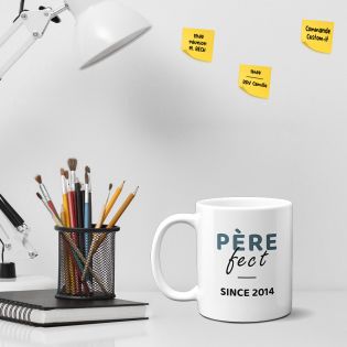 Mug en céramique blanc personnalisé avec Texte · Père-fect · Cadeau fête des pères ou Anniversaire