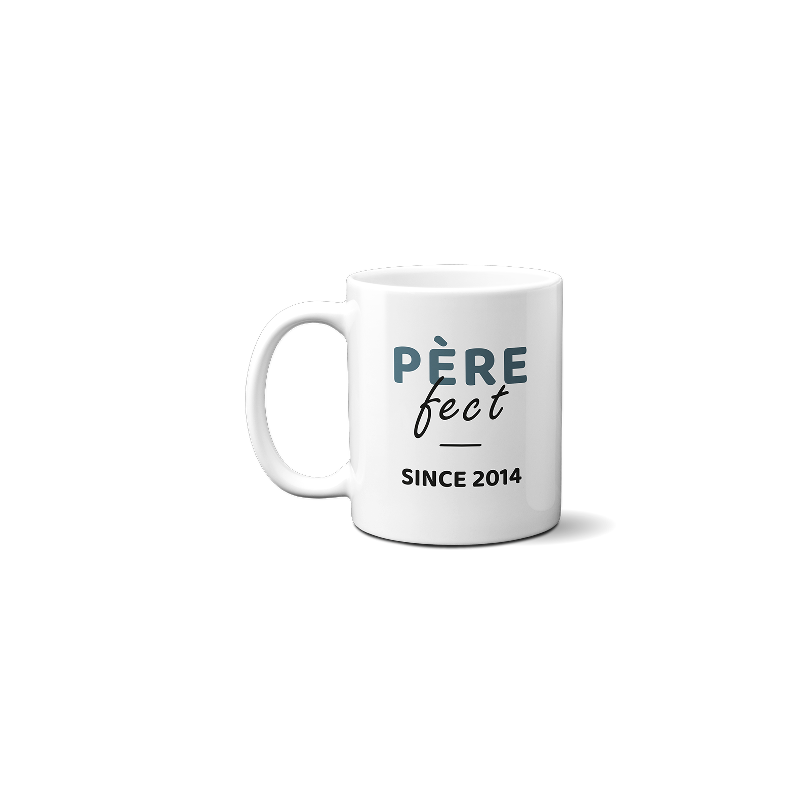 Mug en céramique blanc personnalisé avec Texte · Père-fect · Cadeau fête des pères ou Anniversaire