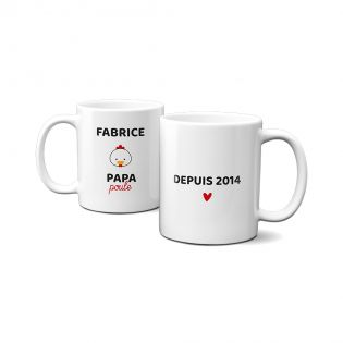 Personalized white ceramic mug with Text · Papa Hen · Dad's birthday or Father's Day gift