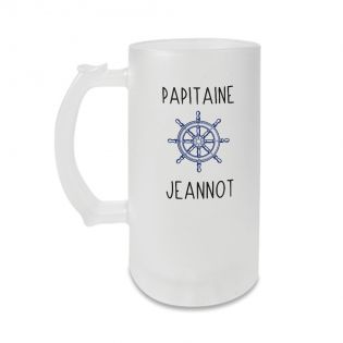 Chope personnalisable - Verre à bière givré · 500 mL · Papitaine avec prénoms petits-enfants